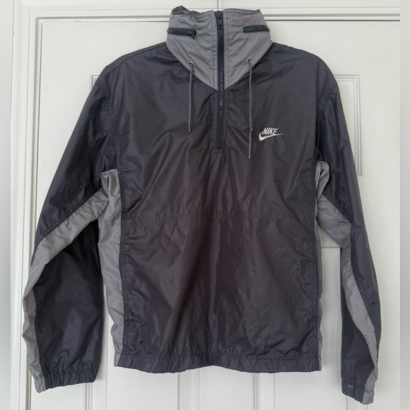 Vintage Men's Nike Blue Tag 1980's Windbreaker Jacket Pullover Grey Size S - Picture 1 of 6